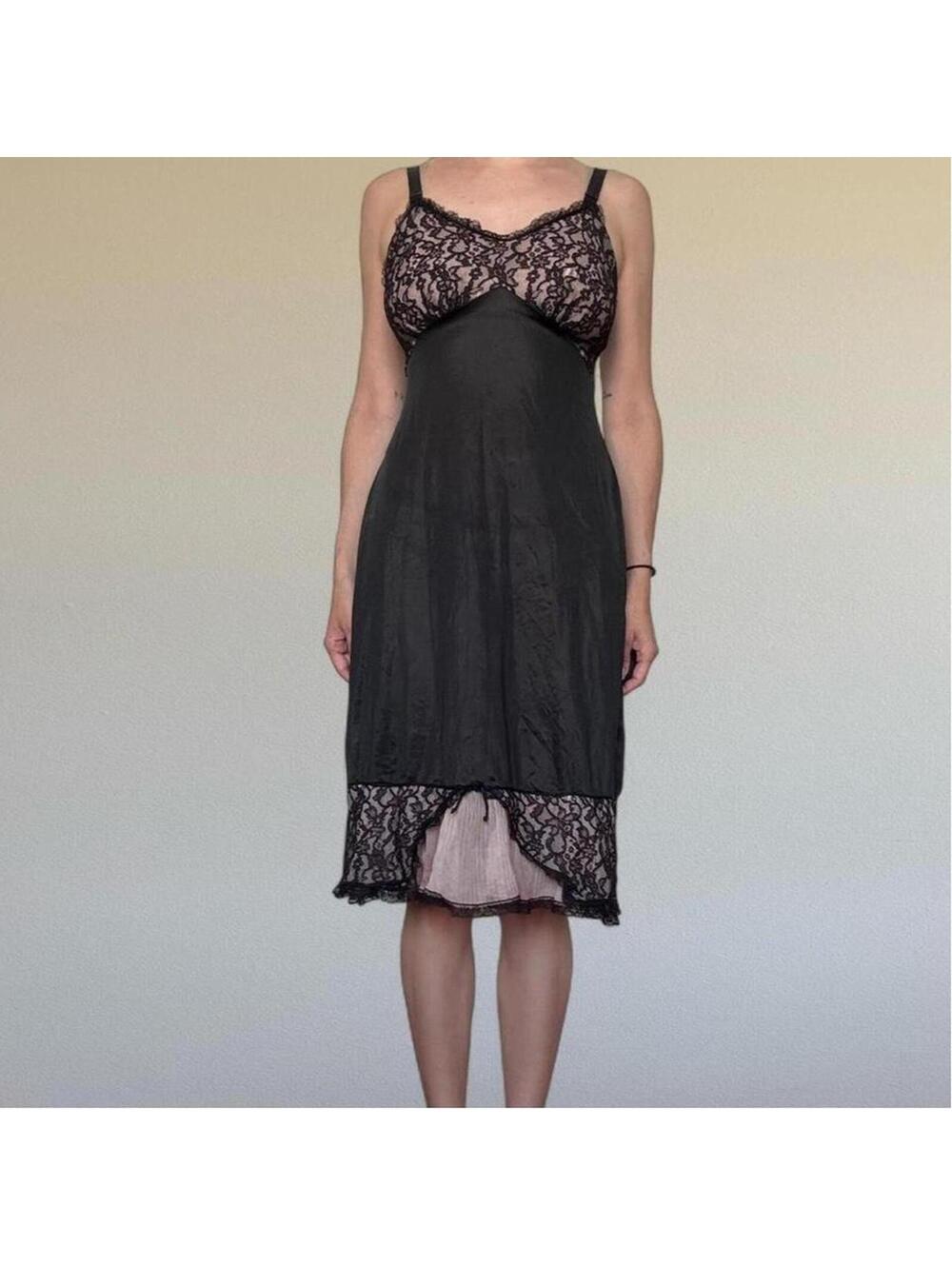 50s black lace slip dress Sz. S